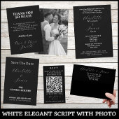 Carte D'accompagnement Registre de cadeaux mariage QR Code noir et blanc