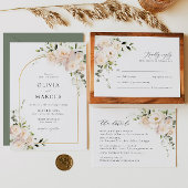 Save The Date Boho Rose Floral Sage Gold Arch Mariage