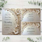 Programme Modern White Flowers Pearls Wedding Program (Personnalisez la collection de ce créateur indépendant.)