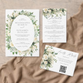 Invitation All White Hydrangeas Roses Floral Frame Wedding (Personnalisez la collection de ce créateur indépendant. )