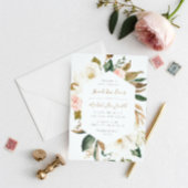Invitation Floral Elegant Magnolia Blush Neutre Mariage RSVP