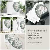 Carte De Visite Orchidées blanches sur Monstera Tropical Botanical