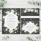 Invitation En Aluminium Peony blanc | Mariage à cadre floral rond (Personnalisez la collection de ce créateur indépendant.)