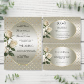 Menu Coeurs or Roses blanches (Personnalisez la collection de ce créateur indépendant.)