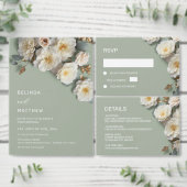 Invitation White Roses 3D Flowers Modern Arch Wedding (Personnalisez la collection de ce créateur indépendant.)