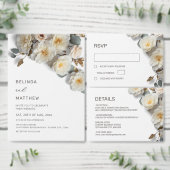 White Roses 3D Flowers Modern Arch Wedding Kaart (Personaliseer de collectie van deze zelfstandige maker.)