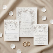 3D Witte Rozen Save The Date Kaart