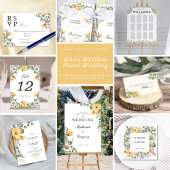 Signe De Table Mariage Floral jaune blanc Numéro de tableau