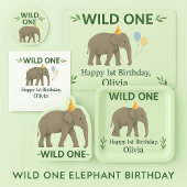 Elephant Wild One Birthday Pattern Art Cadeaupapier