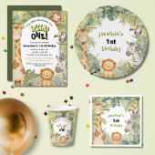 Assiettes En Carton Jungle Animaux 1er Anniversaire Plaques papier fêt
