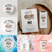 Invitation Wild One Safari Animaux Baby shower garçon