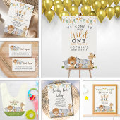 Serviette En Papier A Little Wild One Safari Animals Baby Shower