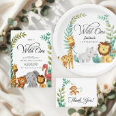 Invitation Wild One Jungle Animaux Garçons 1er fête d'anniver
