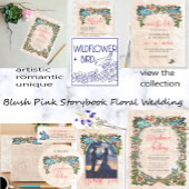 Boho Blush Roze Bloemen Bruiloft Opslaan Datum Briefkaart