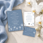 Invitation Mariage aux fleurs sauvages Bleu poussiéreux et Bl