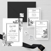 Invitation En Aluminium Fleur sauvage Floral Frame Mariage Or