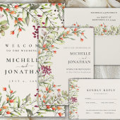 Éventail Programme de mariage des prés fleurs sauvages