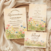 Invitation Wildflower Meadow Gold Quinceañera