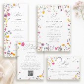 Invitation Wildflower Whimsy Watercolor Elegant Chic Wedding