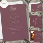 Save The Date Wine Burgundy Minimalist Wedding Photo