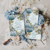 Invitation Winter Blue Floral Quinceañera