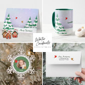 Sticker Rond Cardinaux en couronne À feuillage persistant avec