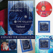 Invitation Hiver ONE derland Parties scintillant Bleu 1er ann