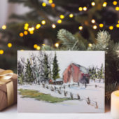 T-shirt Festive Red Winter Grange à manches longues T-shir