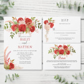 Serviette En Papier Roses rouges d'hiver et Mariage de verdure | (Personnalisez la collection de ce créateur indépendant.)