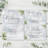 Invitation Tout En Un Végétation d'hiver Floral QR Code Mariage (Personnalisez la collection de ce créateur indépendant.)