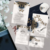 Invitation Vagues d'hiver avec Mariage d'ailes d'or