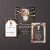 Invitation Terracotta Floral Mason Jar Wood QR Code Mariage (Personnalisez la collection de ce créateur indépendant.)