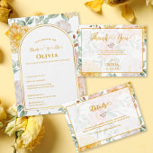Serviette En Papier Yellow Peach Floral Arch Frame Bridal Shower Party