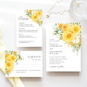 Yellow Floral Rose Wedding Save the Date