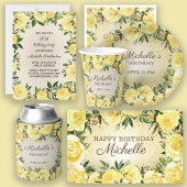 Assiettes En Carton Jaune Floral Rose Parties scintillant or Anniversa