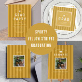 Invitation Modern Yellow Sporty Stripes Graduation Party