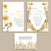 Assiettes En Carton Baby shower personnalisé Boho Fleur sauvage jaune