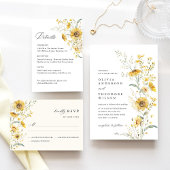 Yellow Wildflower Sunflower Wedding Table Numbers