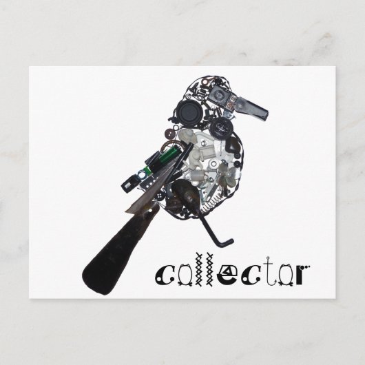 "Collector" Magpie Found-Object Sculpture Briefkaart (Voorkant)