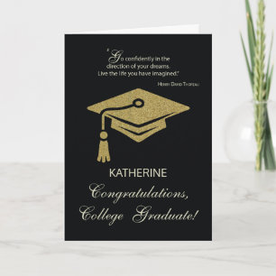 College Afstuderen Gefeliciteerd Black Gold Look Kaart