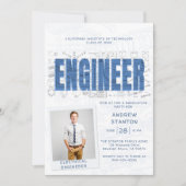 College Afstuderen Party Engineer Technology Blauw Kaart (Voorkant)