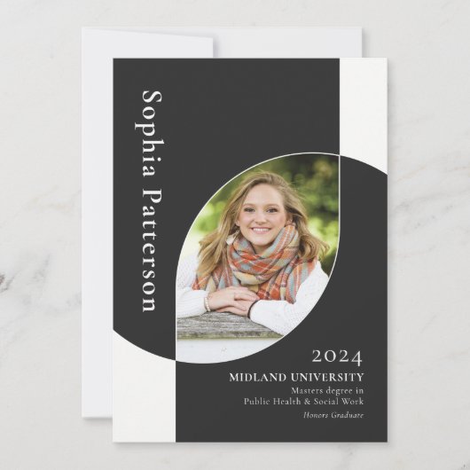 College Afstuderen Two Photo Black White Aankondiging (Voorkant)