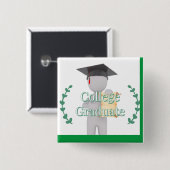 College Afstuderen Vierkante Button 5,1 Cm (Voorkant /achterkant)