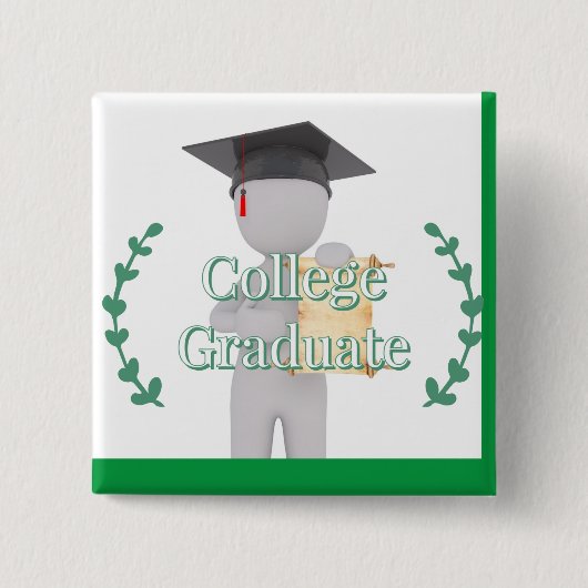 College Afstuderen Vierkante Button 5,1 Cm (Voorkant)