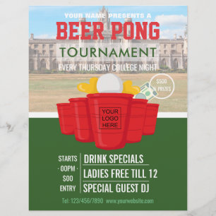 College Beer Pong Toernooi logo en foto toevoegen Flyer