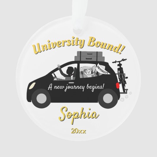College Bound Girl Geel Acryl Ornament (voorkant)
