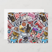 College Comics Patroon Briefkaart (Voorkant / Achterkant)