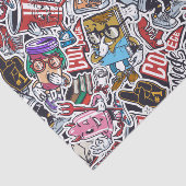 College Dynamic Art Urban Graffiti patroon Tissuepapier (Detail)