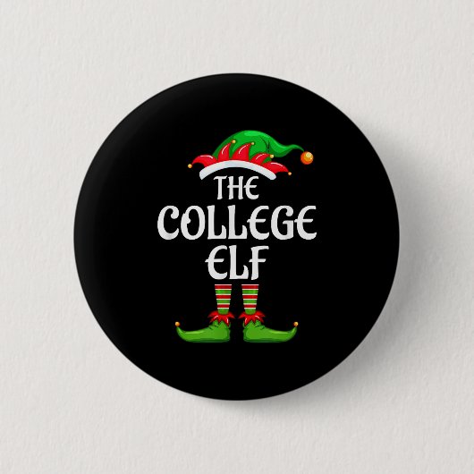 College Elf Matching Family Group Kerstfeest Ronde Button 5,7 Cm (Voorkant)