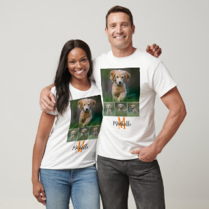 College Foto Monogram Script Naam Unisex Custom T-shirt